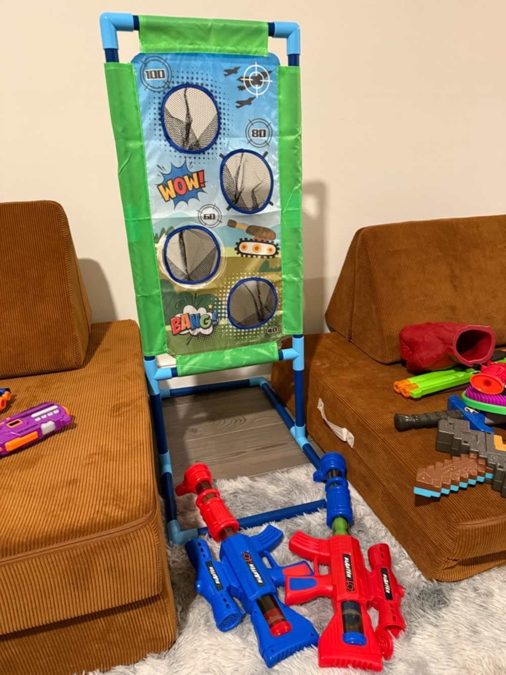 Kids Target Toss Game with Blue and Green Play Stand